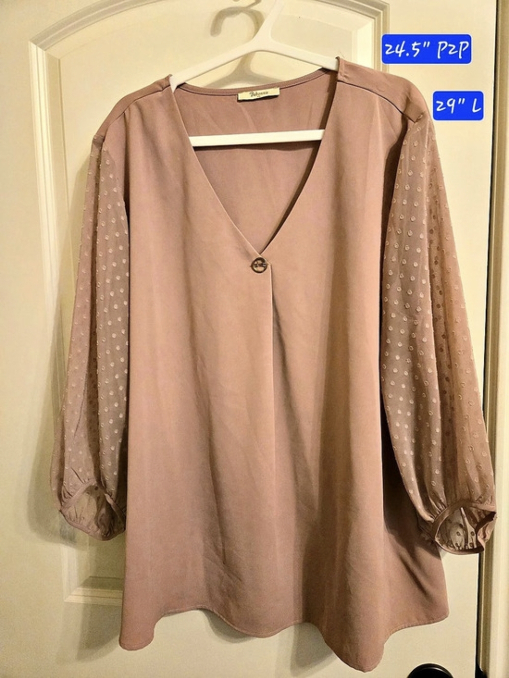Bebonnie V-Neck Blouse in mauve